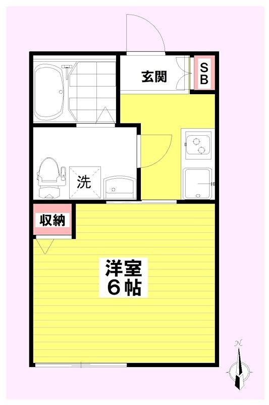 カルヴィ川崎(1K/1階)の間取り写真