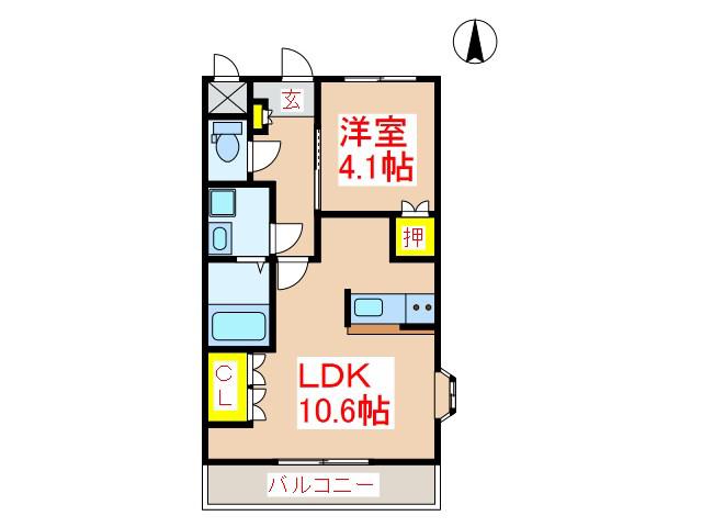 エスペラントJ(1LDK/1階)の間取り写真