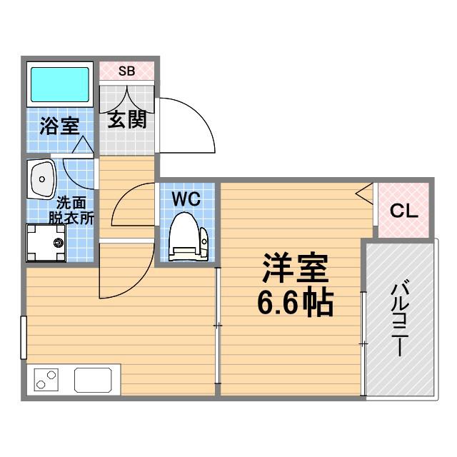 ペルルブランシェ九番町(1K/1階)の間取り写真