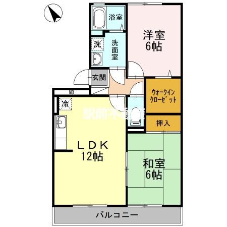 ペイサージュ上津(2LDK/3階)の間取り写真