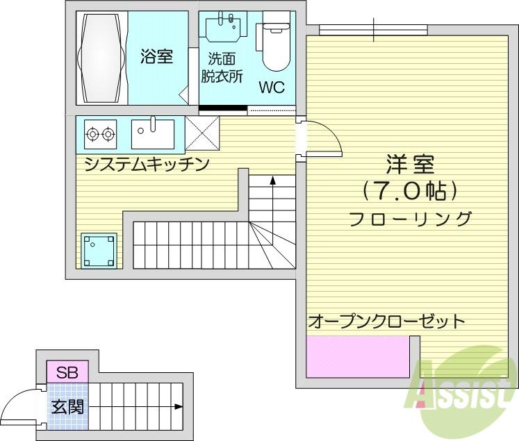 ADIOS平成Ⅱ(1K/2階)の間取り写真