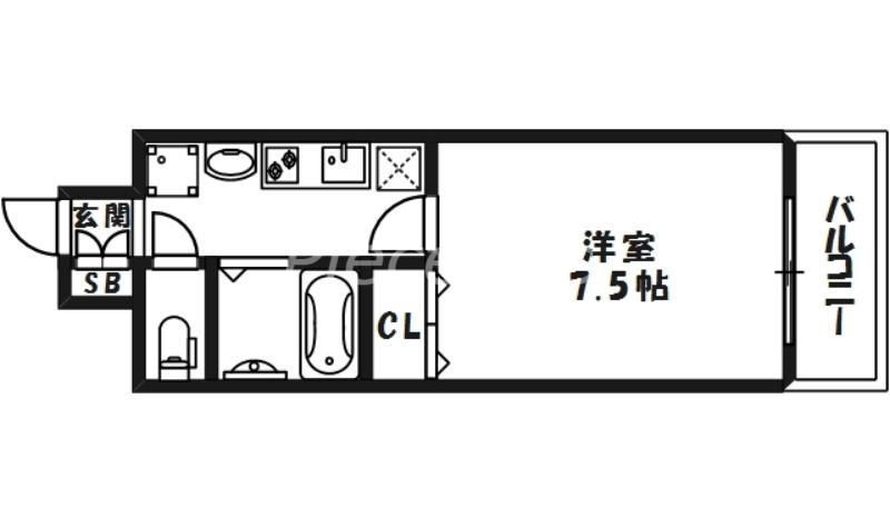 梅田エクセルハイツ(1K/3階)の間取り写真