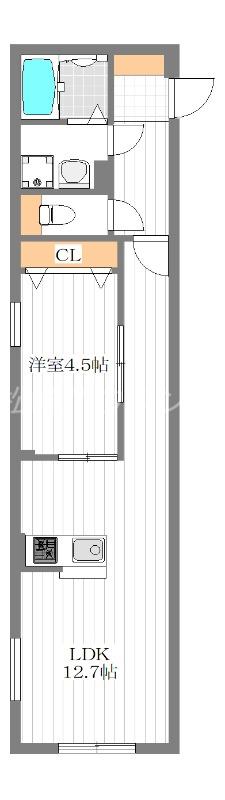 BLUE PALETTE中野平和の森(1LDK/2階)の間取り写真
