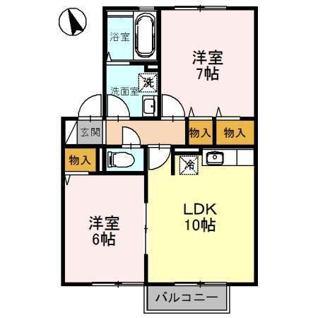 ウィンベル24A棟(2LDK/2階)の間取り写真