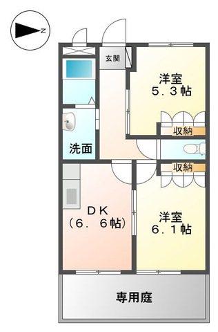 グランディール出石(2DK/1階)の間取り写真