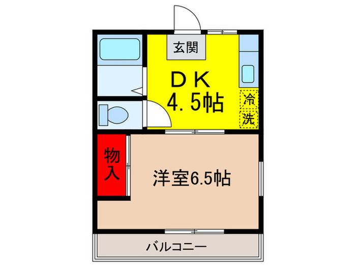 ロートス高島平(1DK/2階)の間取り写真