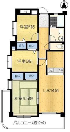 ハッピーコート芦屋(3LDK/3階)の間取り写真