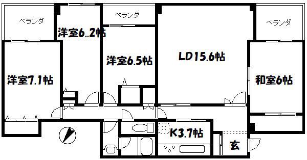 グランドコート(4LDK/1階)の間取り写真