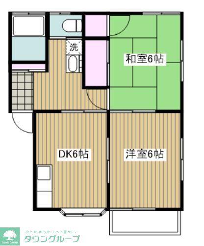 メゾンパール(2DK/2階)の間取り写真