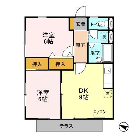 ハイム寿々(2DK/1階)の間取り写真