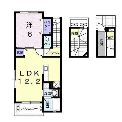エクセレント(1LDK/3階)の間取り写真