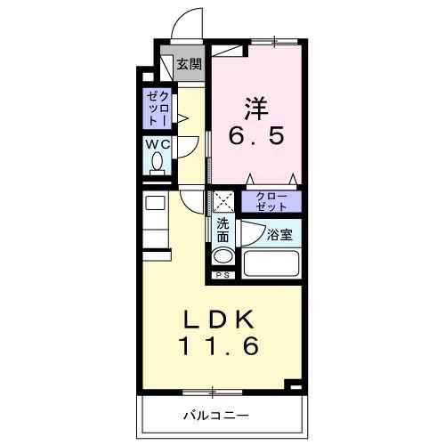 フィオーレ(1LDK/2階)の間取り写真