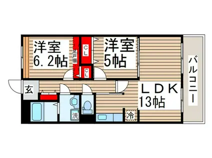 GRACE GARDENA(2LDK/1階)の間取り写真