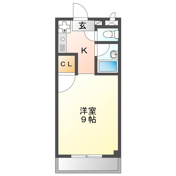 キャスティルⅢ(ワンルーム/3階)の間取り写真