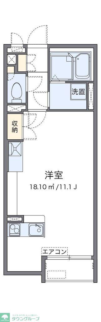 ミランダけやき台(ワンルーム/2階)の間取り写真