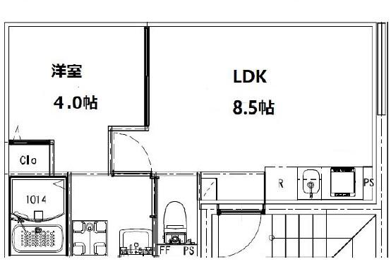 EWレジデンス北千住(1LDK/3階)の間取り写真