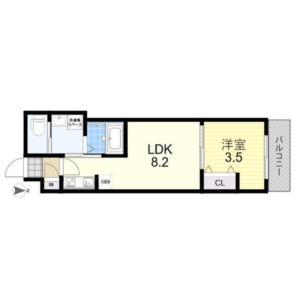 H-MAISON御幣島2(1LDK/2階)の間取り写真