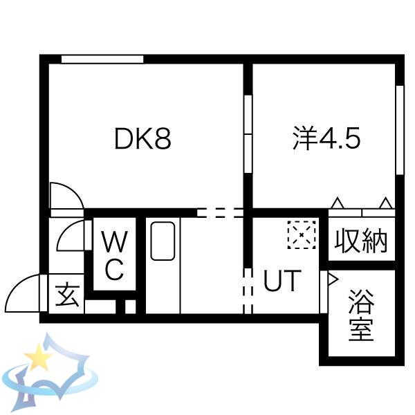 ヴェルデュール中央(1LDK/3階)の間取り写真