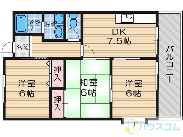 ハイツサニーサイド(3DK/2階)の間取り写真