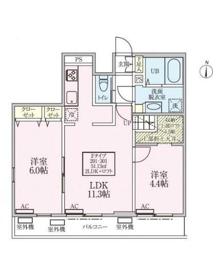 スカイルーチェ川口芝中田(2LDK/3階)の間取り写真