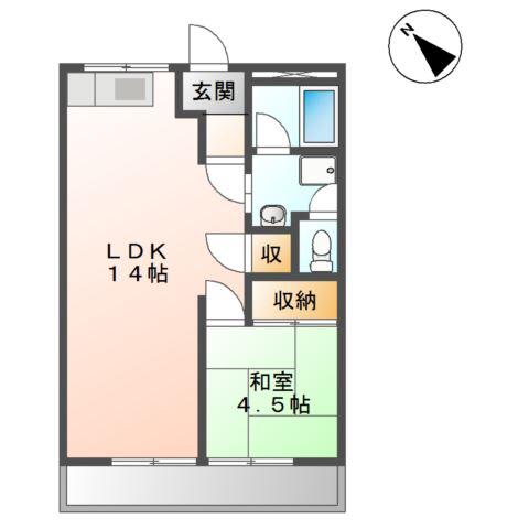 タンポポハウスA(1LDK/2階)の間取り写真
