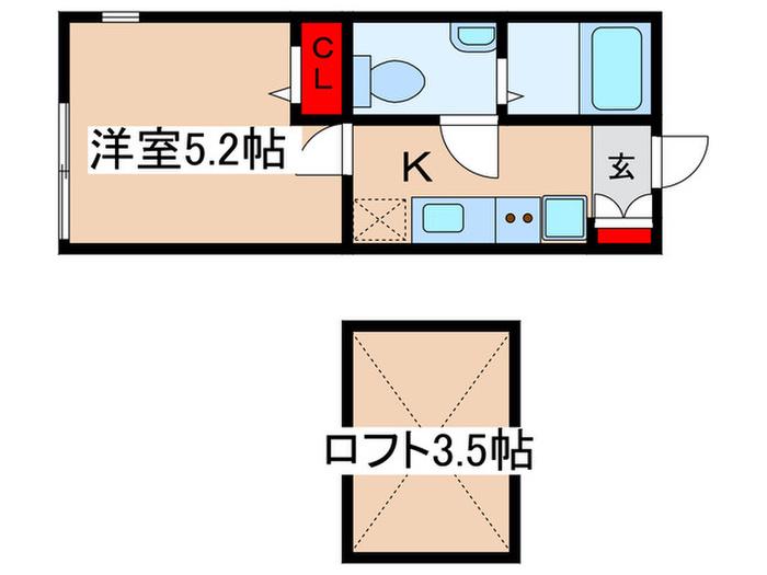 レジデンスフラーロン(1K/2階)の間取り写真