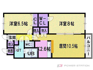ミーテ新さっぽろ(2LDK/1階)の間取り写真
