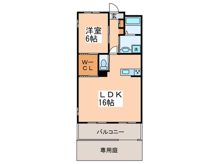ドウェル宮前平(1LDK/1階)の間取り写真
