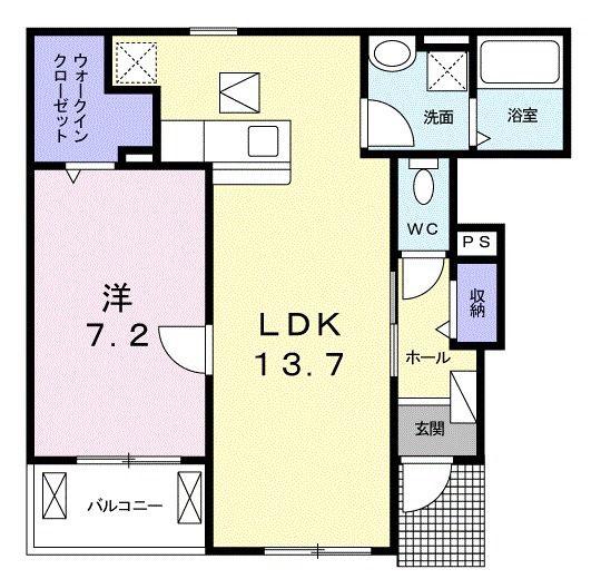 フィオーレ トレス(1LDK/1階)の間取り写真
