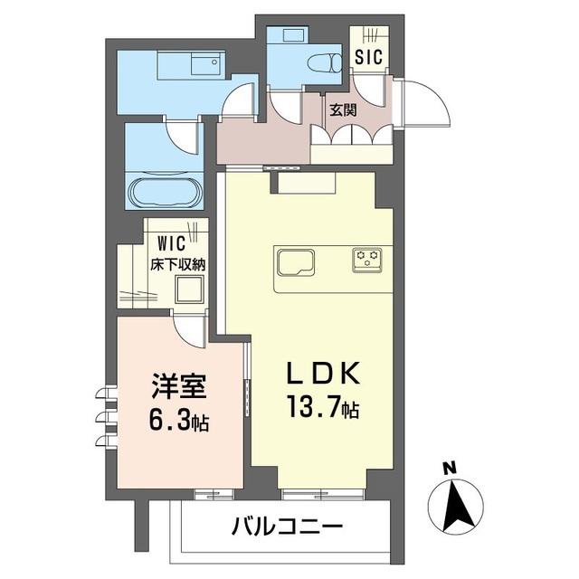 オーギュスト ソレイユ(1LDK/1階)の間取り写真
