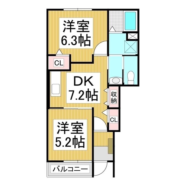 アプリコット(2DK/1階)の間取り写真