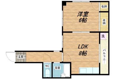 スマイルハイツ大今里西(1LDK/7階)の間取り写真