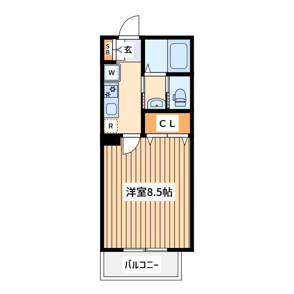 パティオスクエア新松戸A(1K/1階)の間取り写真