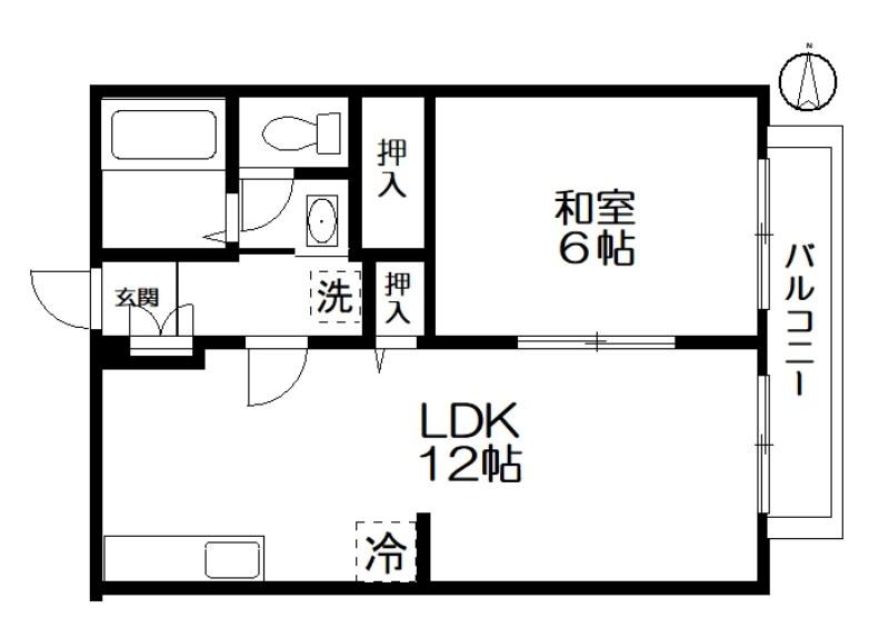 PEARサンビレッジ北中沢B(1LDK/2階)の間取り写真