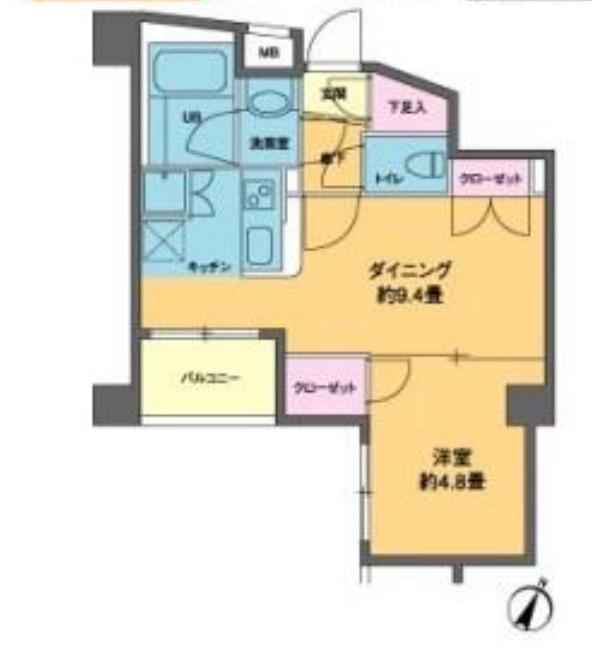 カスタリア南麻布(1DK/2階)の間取り写真