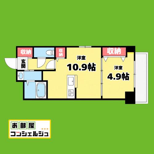アクシア車道(1LDK/6階)の間取り写真
