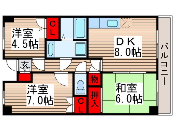 エクセルハイツKEYAKI(3DK/3階)の間取り写真