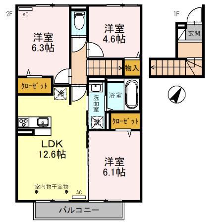 アウレスト(3LDK/2階)の間取り写真