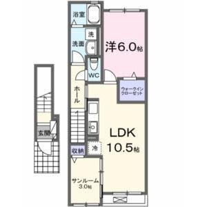 AVANCE(1LDK/2階)の間取り写真