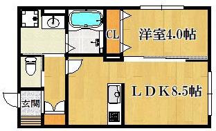 リノアネラ合川(1LDK/2階)の間取り写真