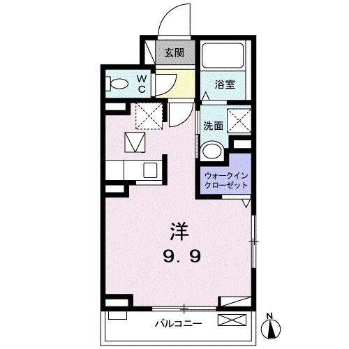 UNE COULEUR 南羽生(ワンルーム/1階)の間取り写真