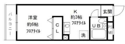 昭島コートエレガンスD(1K/2階)の間取り写真