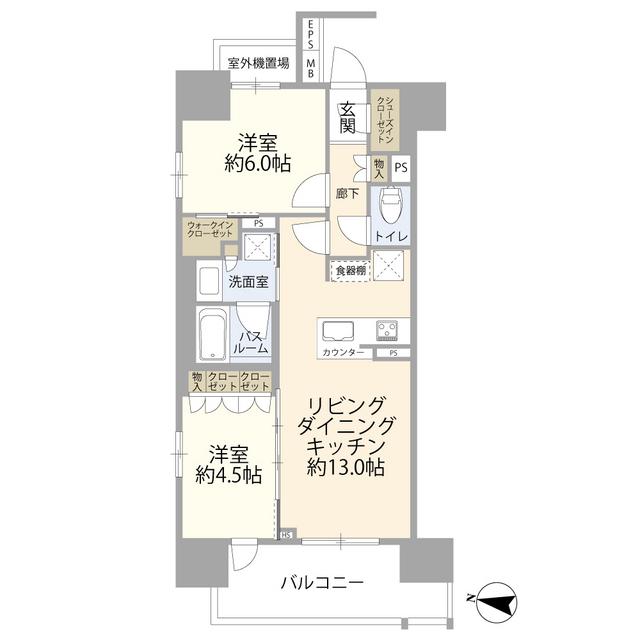 オープンレジデンシアTHE MID MARK(2LDK/14階)の間取り写真