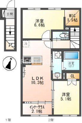 フォレスタ(2LDK/2階)の間取り写真