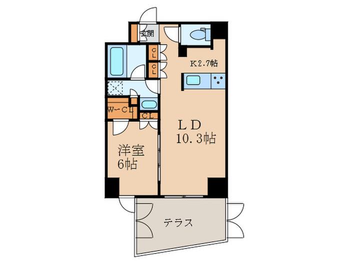 KDXレジデンス恵比寿(1LDK/1階)の間取り写真