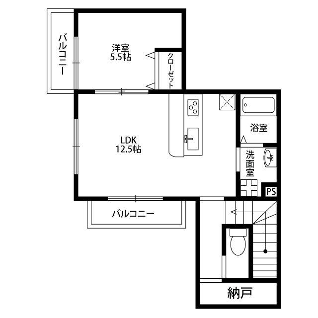 アムール(1LDK/2階)の間取り写真