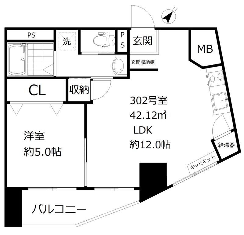 ハイライフ恵比寿(1LDK/3階)の間取り写真