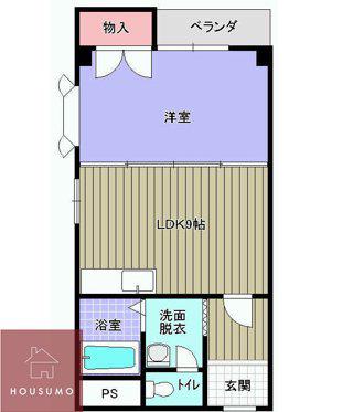 グランドハイツユタカI(1LDK/4階)の間取り写真