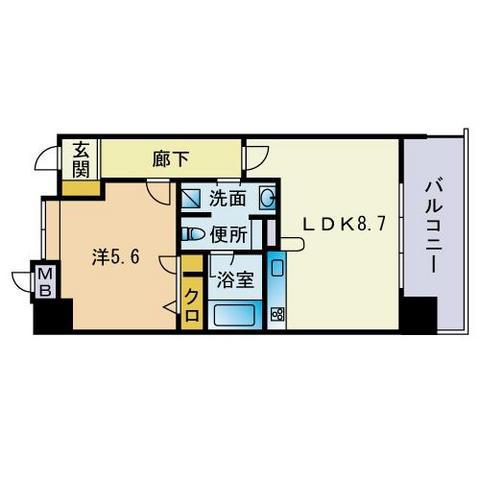 ルネッサンス21千早(1LDK/2階)の間取り写真