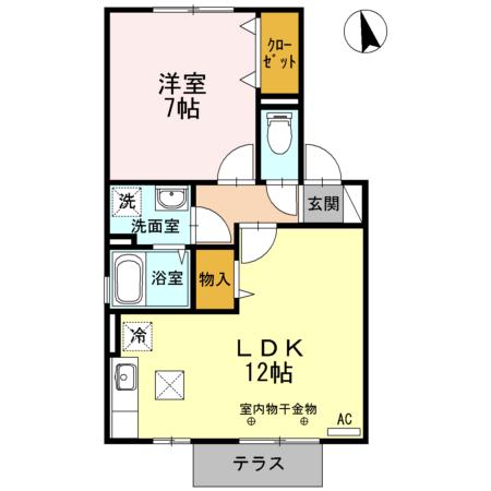 ドエルコート里吉(1LDK/1階)の間取り写真